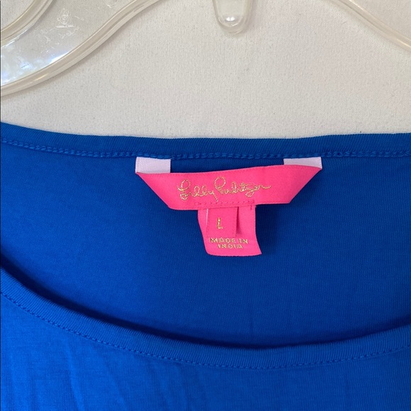 Lilly Pulitzer Cobalt Blue Eyelet Sleeve Tee - Picture 2 of 5